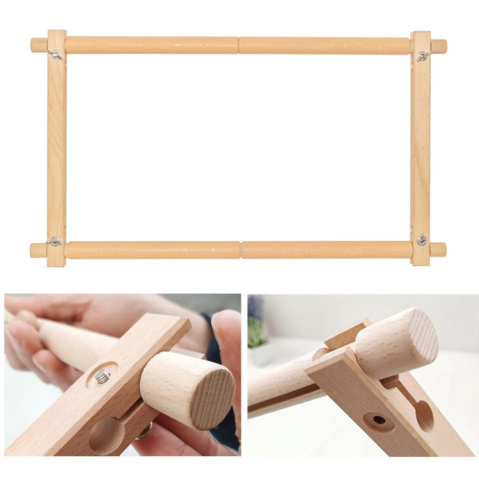 Rectangle Wooden Tapestry Scroll Embroidery Silk-painting Frame Cross Stitch Sewing Tool