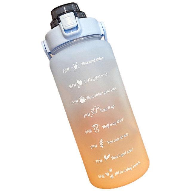 Hemico 2 Litre 3D Sticker Water Bottle with Straw, Handle, for Gym Fitness