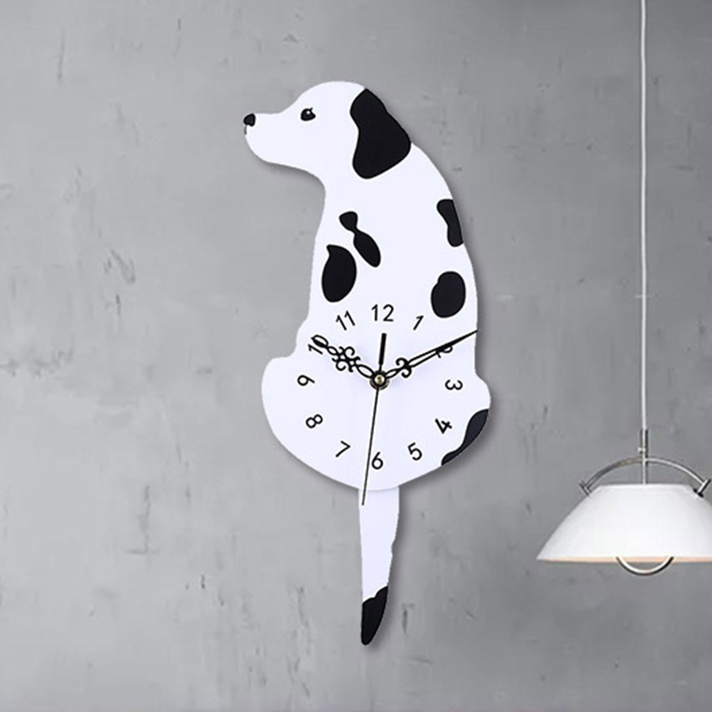 Wall Clock Creative DIY Dog Acrylic Wall Clock with Swing Tail Pendulum for Living Room Bedroom Kitchen Home Decor