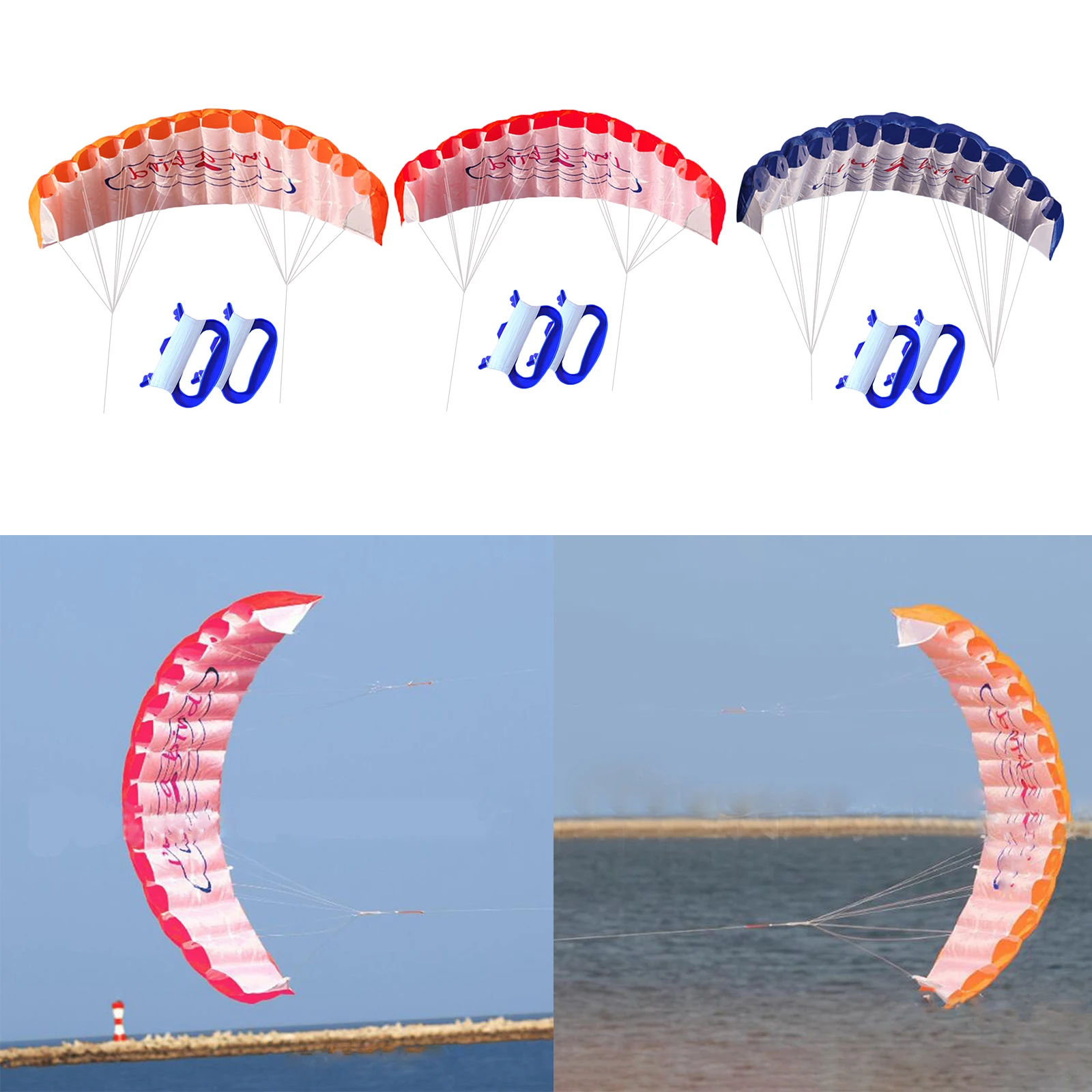 Dual-Line Surfing Stunt Kite Power Parafoil Sailing Easy Control Trick Kite