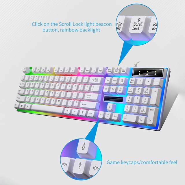 Pack gaming G21B de teclado y ratón con luces RGB.