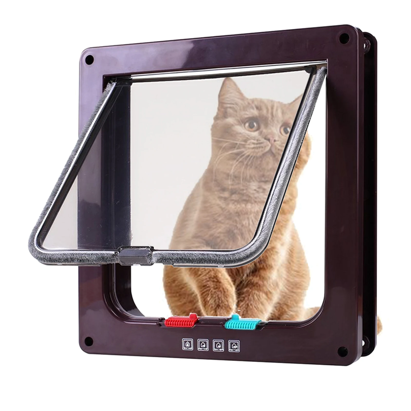 Cat Door with 4 Way Locking, Quiet Pet Doors for Cats, Large Cat Doors for