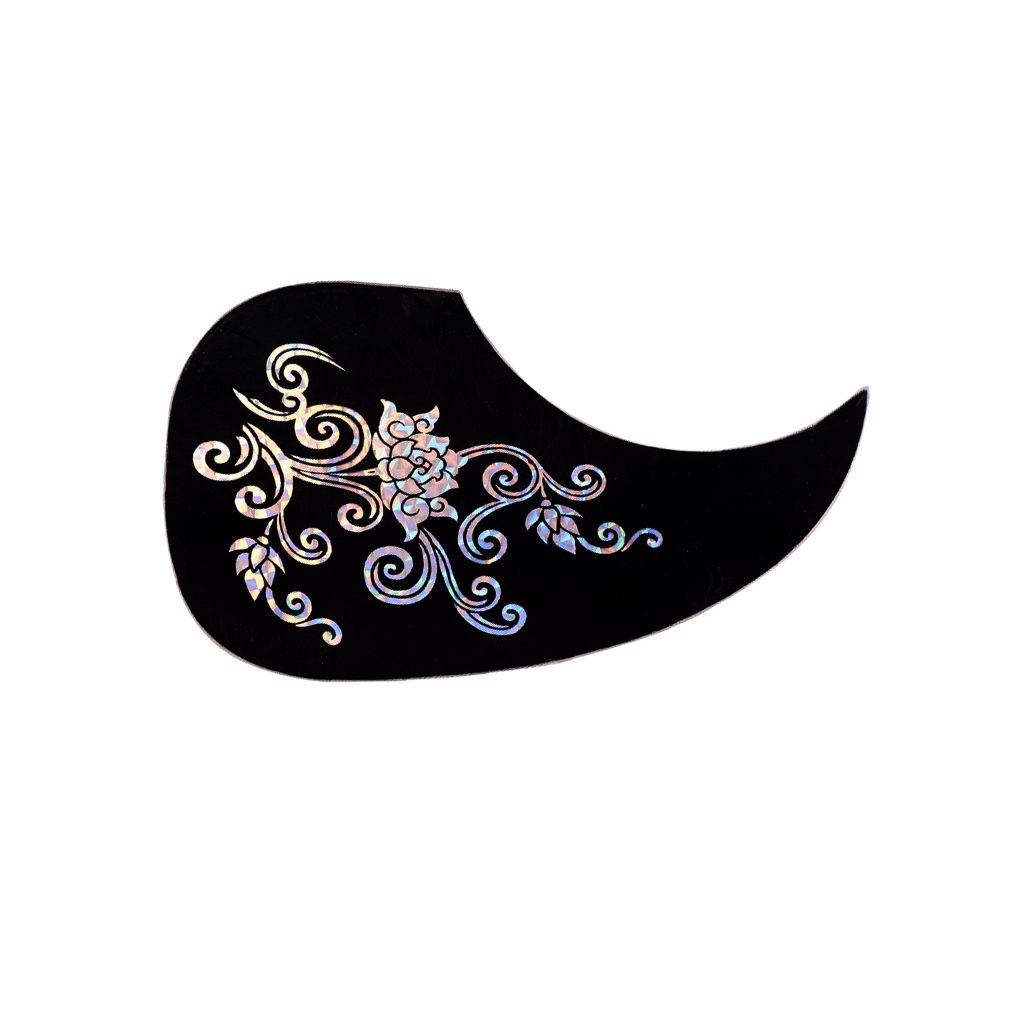 1x Acoustic Guitar Pickguard For Guitar Parts Replacement w/ Sliver Flower