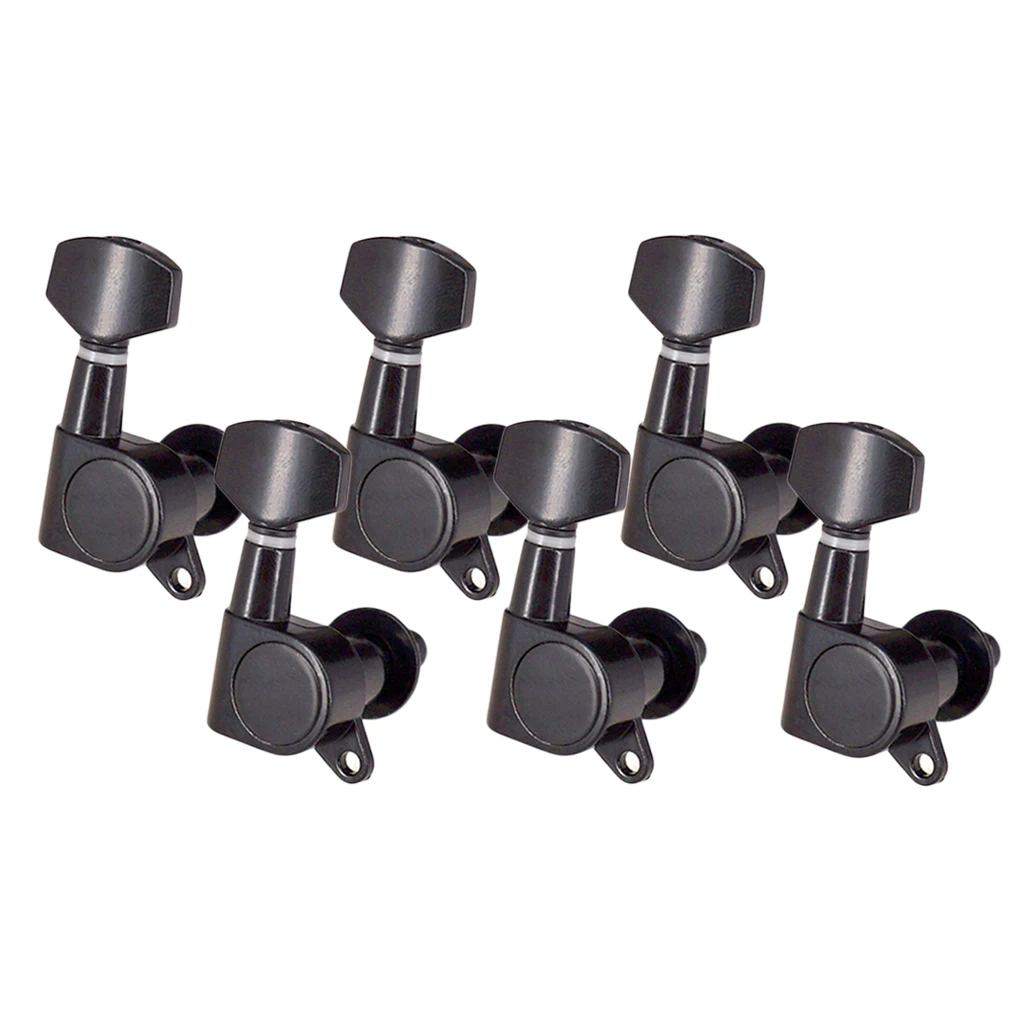 Sealed Tuning Pegs Tuners Machine Head 6R for Electric Acoustic Guitar Black