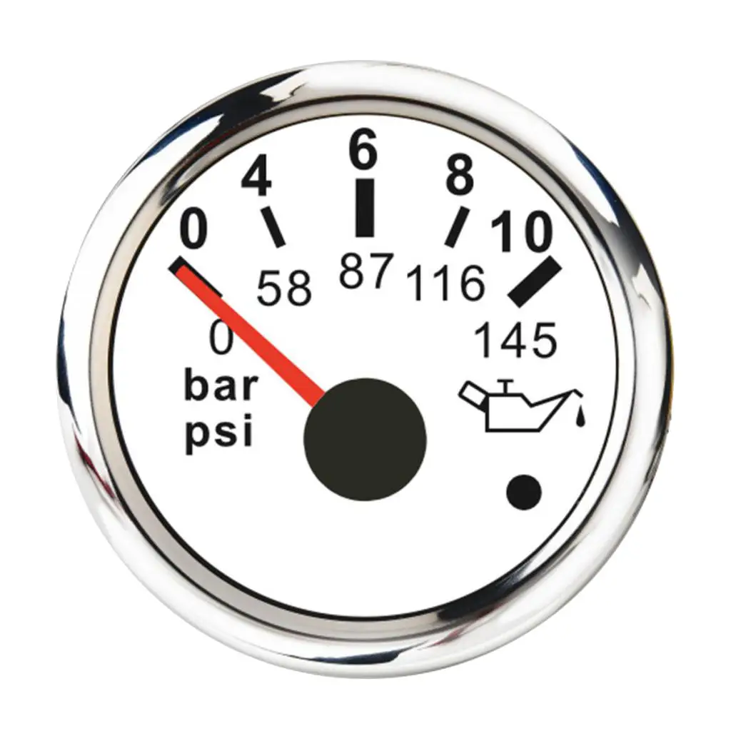 0 to 145 Psi Dial Range Scratch Resistant Electric Oil Pressure Gauge, 316  Stainless Steel, 2``