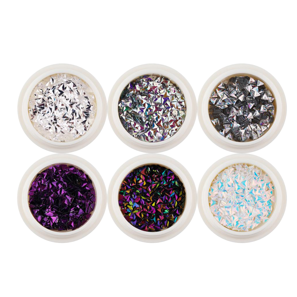 6 Boxes/set Mixed Colors Triangle Nail Glitter Thin Paillette Nail Art DIY Colorful Glitters Nails Decorations Tools
