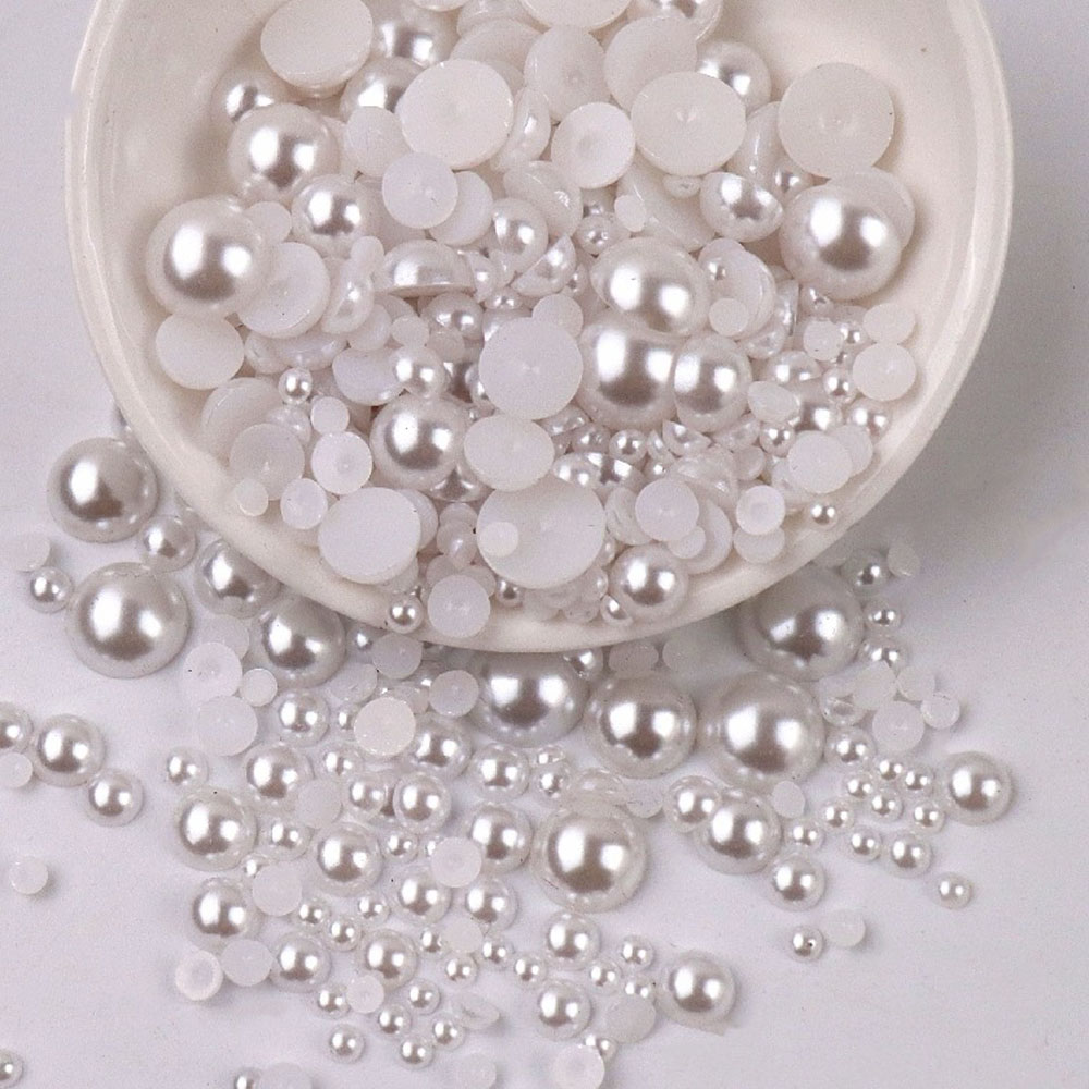 Best of White Silver Half Round Flatback Pearls 3mm-10mm 240pcs / Bag Accessories Colorful ABS Imitation Resin Beads Nail Art Decorations Reviews & Tips