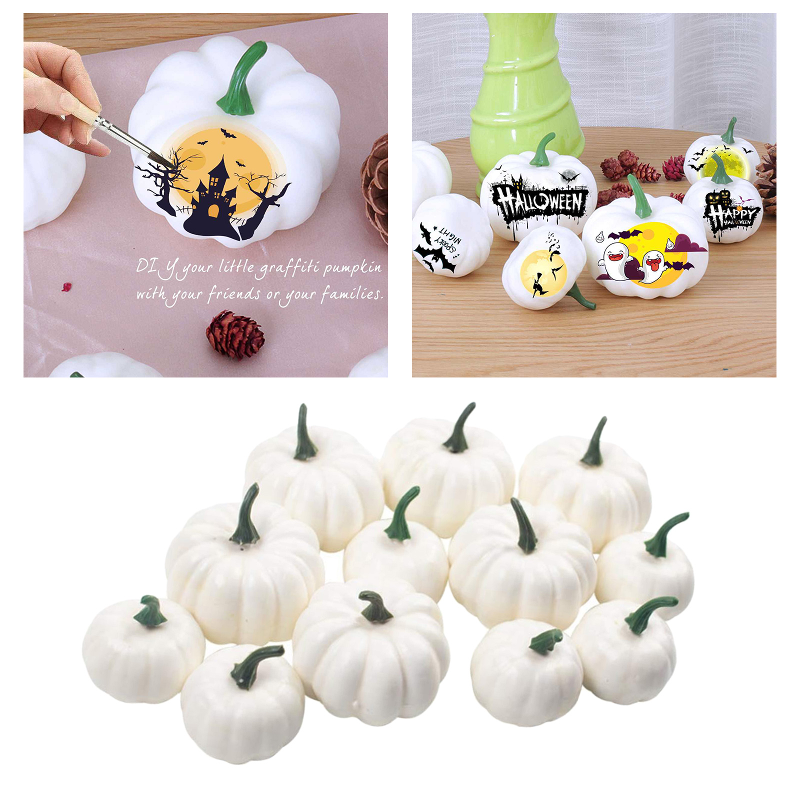 Halloween Artificial White Small Pumpkins Fall Thanksgiving Decoration