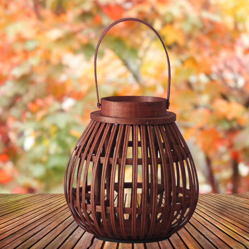 Bamboo Lantern Hand Woven Candlestick Candle Holder Holiday Party Desktop Decor Crafts