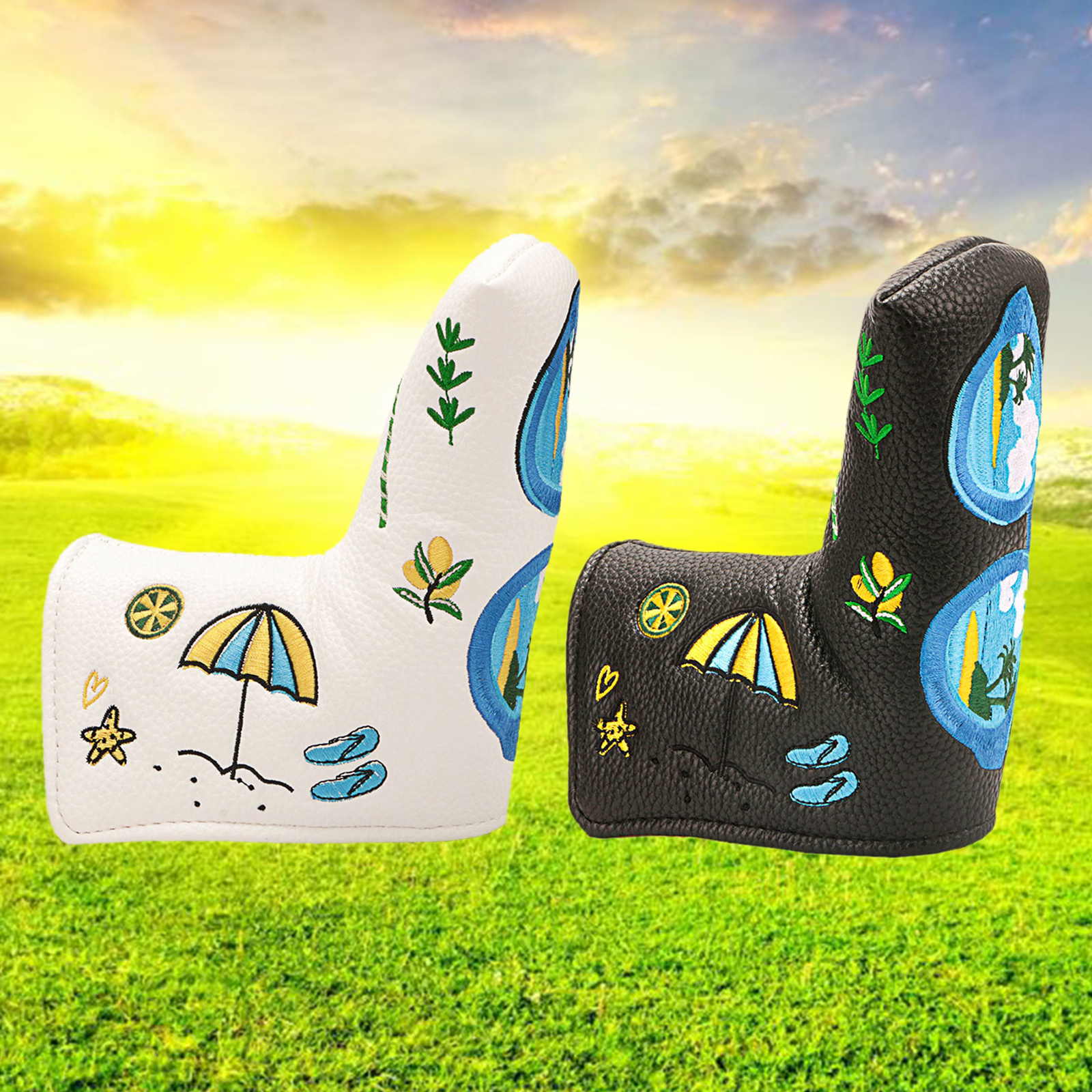 Sport Golf Putter Head Cover Magnetic Closure Summer Elements Design Golf Club Head Cover Fits All Brands