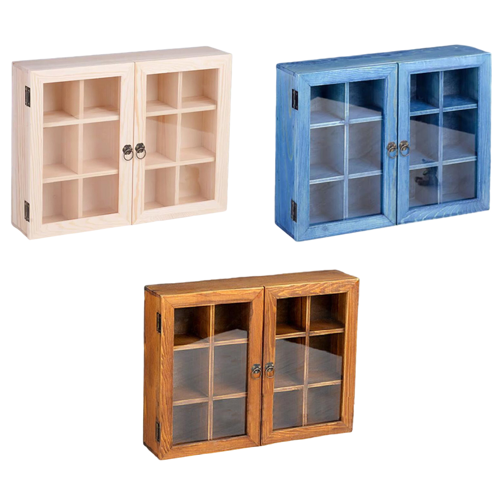 Wood Display Cabinet Dolls Display Cabinet Desktop Table Organizer Display Case Organizer Storage Box Display Storage Case