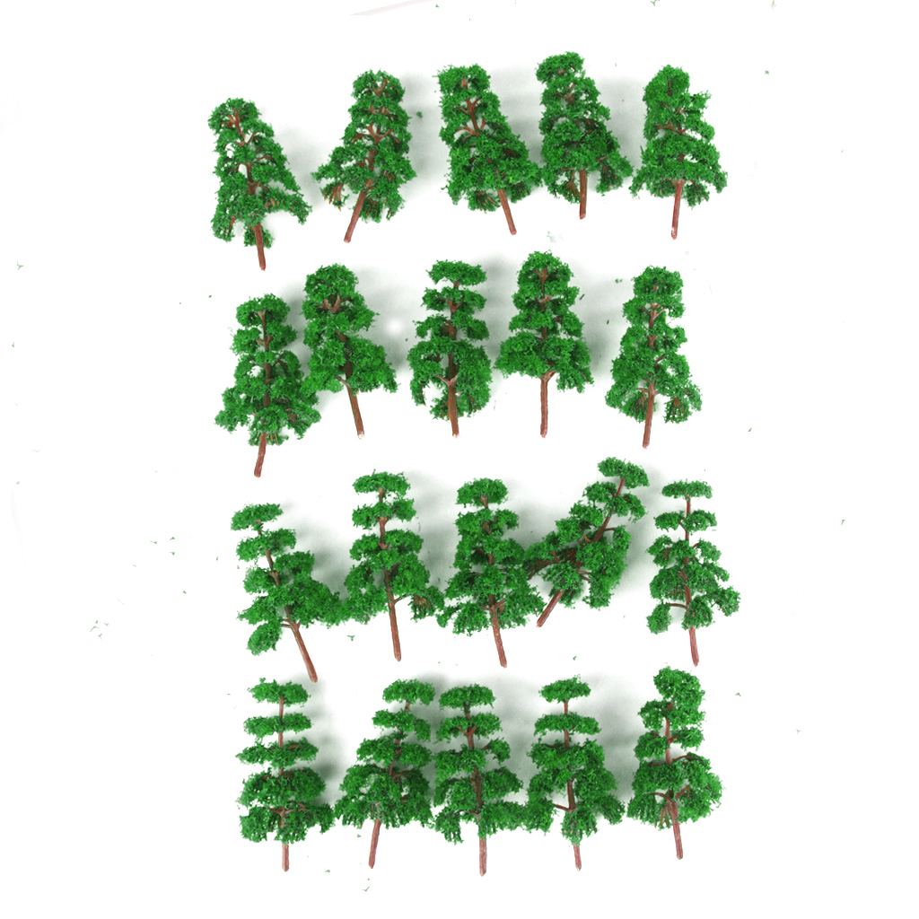 6x20 Pcs Scenery Landscape Train Model Pine Trees Scale 1/150 Jade Green