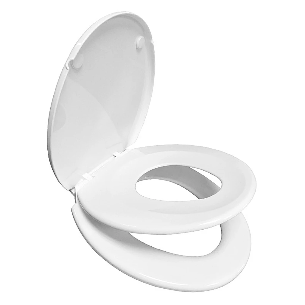Toilet Seat with Built-In  Seat For Toddlers & Adults Space Saving Solution Convertible Toilet Seat V Shape