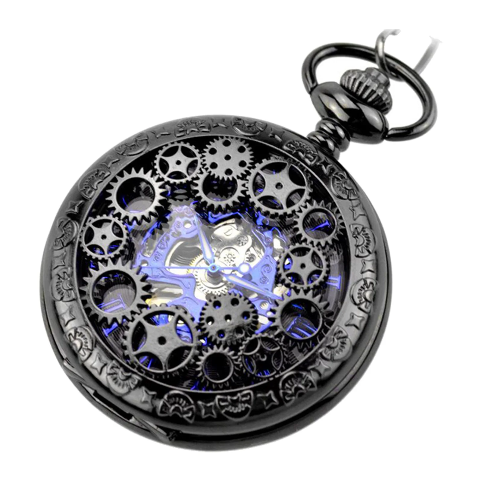 Steampunk Hands Scale Mechanical Skeleton Pocket Watch Holiday Birthday Gift for Men