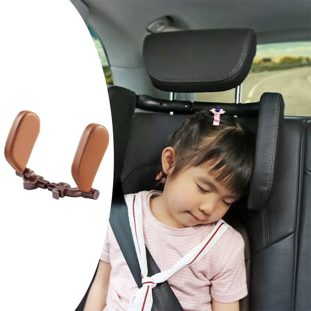 Car Seat Headrest Rear 180 Degree PVC Leather Car Pillow for Trips Head Neck Support