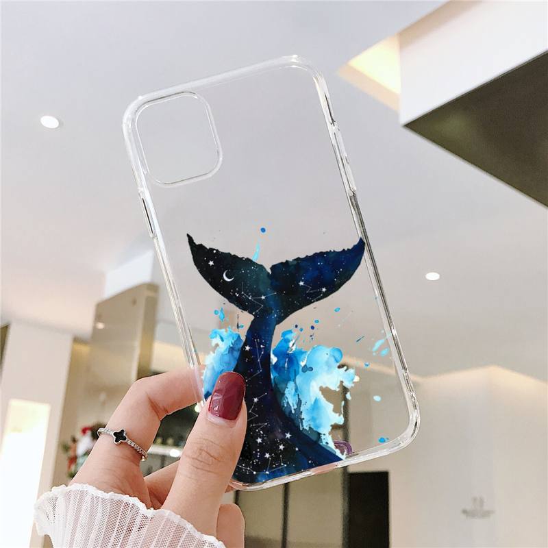 killer whale Phone Case for iPhone 11 12 13 pro XS max mini 6 6s 7 8 plus X XR SE2020 Samsung A 51 50 52 Transparent cover funda iphone 13 pro max case clear