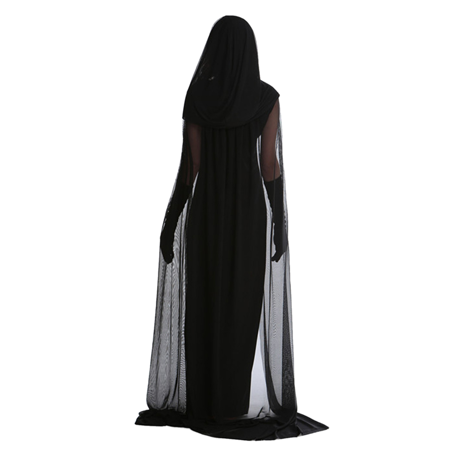 longo fino, traje cosplay, festa de Halloween, dramatização, preto, 2PCs