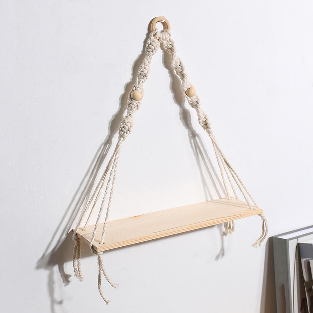 Macrame Wall Hanging Shelf Tassel Decor Woven Wall Hanging Board Shelves for Home Bedroom Living Room Cake Stand