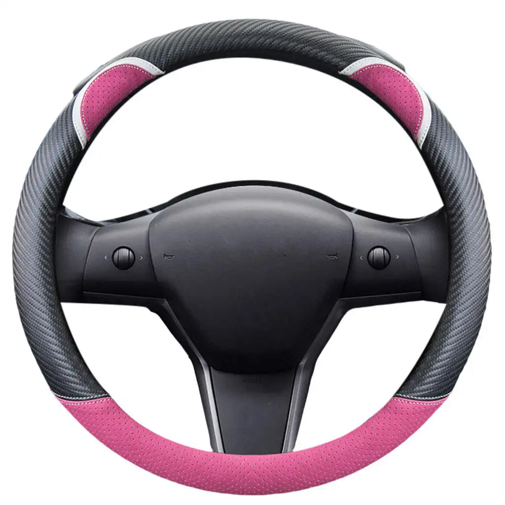 Car Steering Wheel Cover Cute Summer Breathable Auto Parts Protector Decoration for Tesla