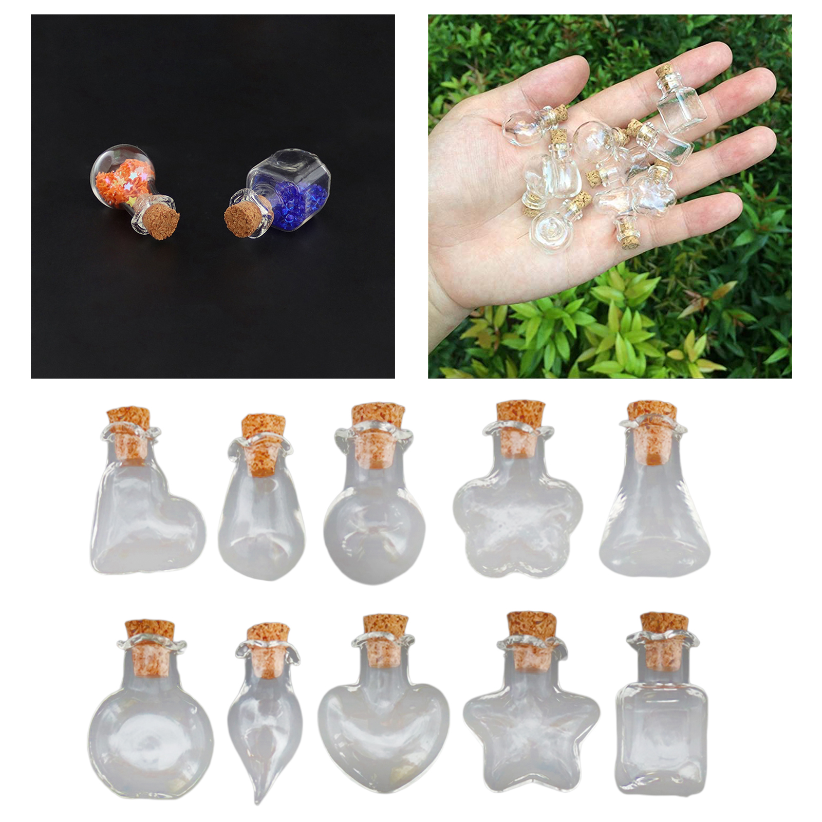 10Piece Glass Bottle Vial Cork Small Glass Bottles Jars Corks Gift