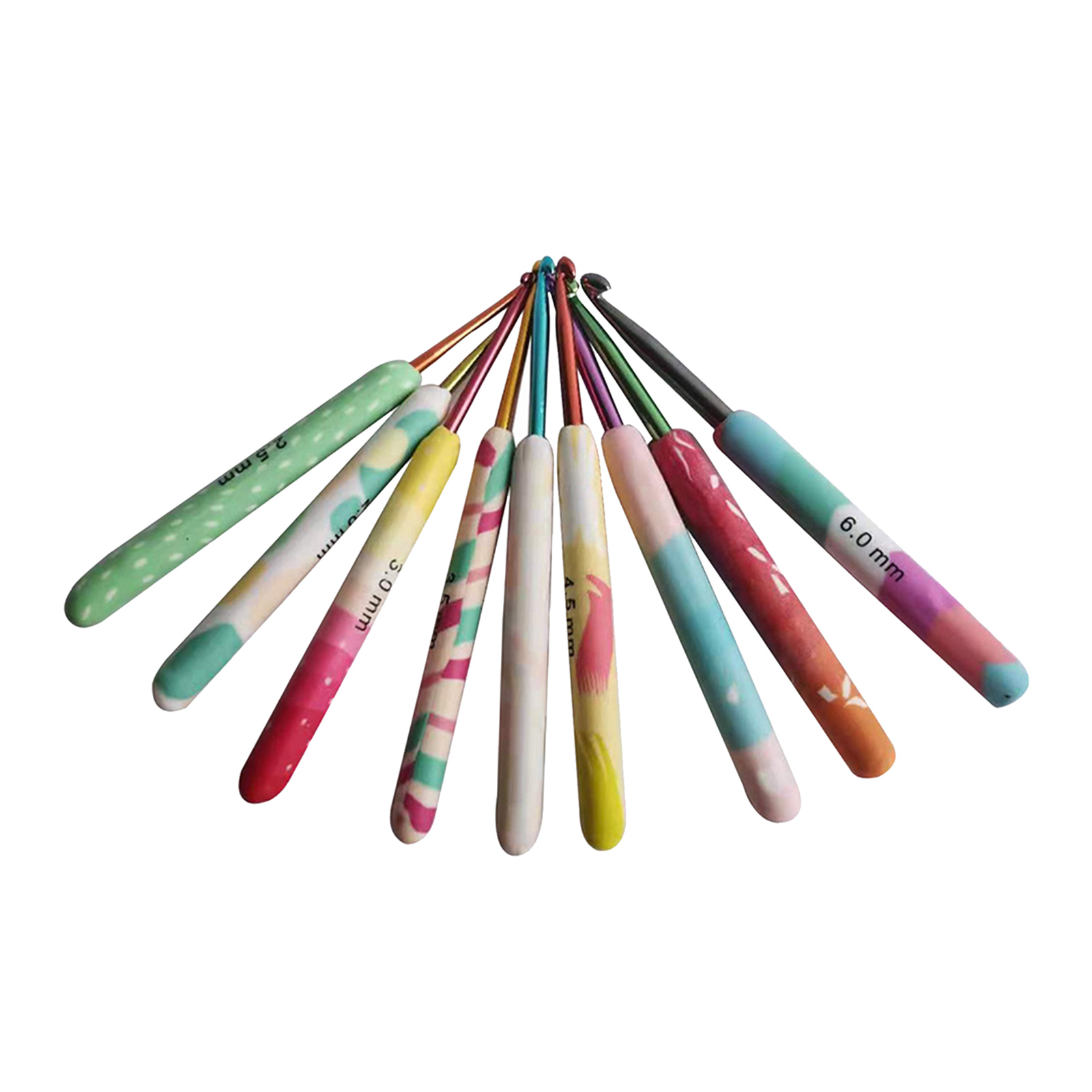 9pcs 2-6mm Crochet Hooks Set Big Size Soft Handle Crochet Needles Yarn Weave Knitting Needles Set for Yarn Craft