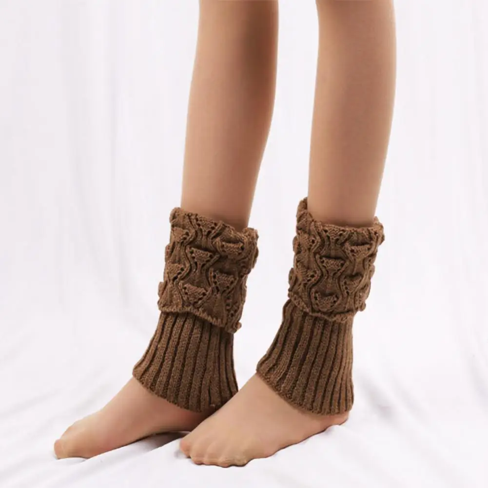 Women Winter Knit Fur Trim Leg Boot Socks Warmers Crochet  Toppers Cuffs DD 