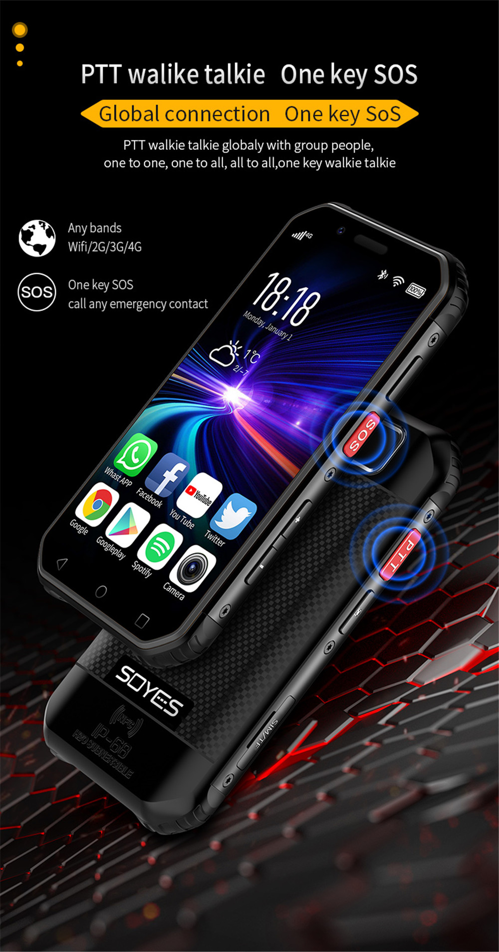 H0b0e8a4297d34d2cb9c5e4214bc6bc20B - SOYES S10 3GB RAM 64GB ROM Mini Smartphone 3.0 Inch 1900mAh 4G LTE Android 6.0 MTK6737 GPS Fingerprint Face ID Rugged Phone