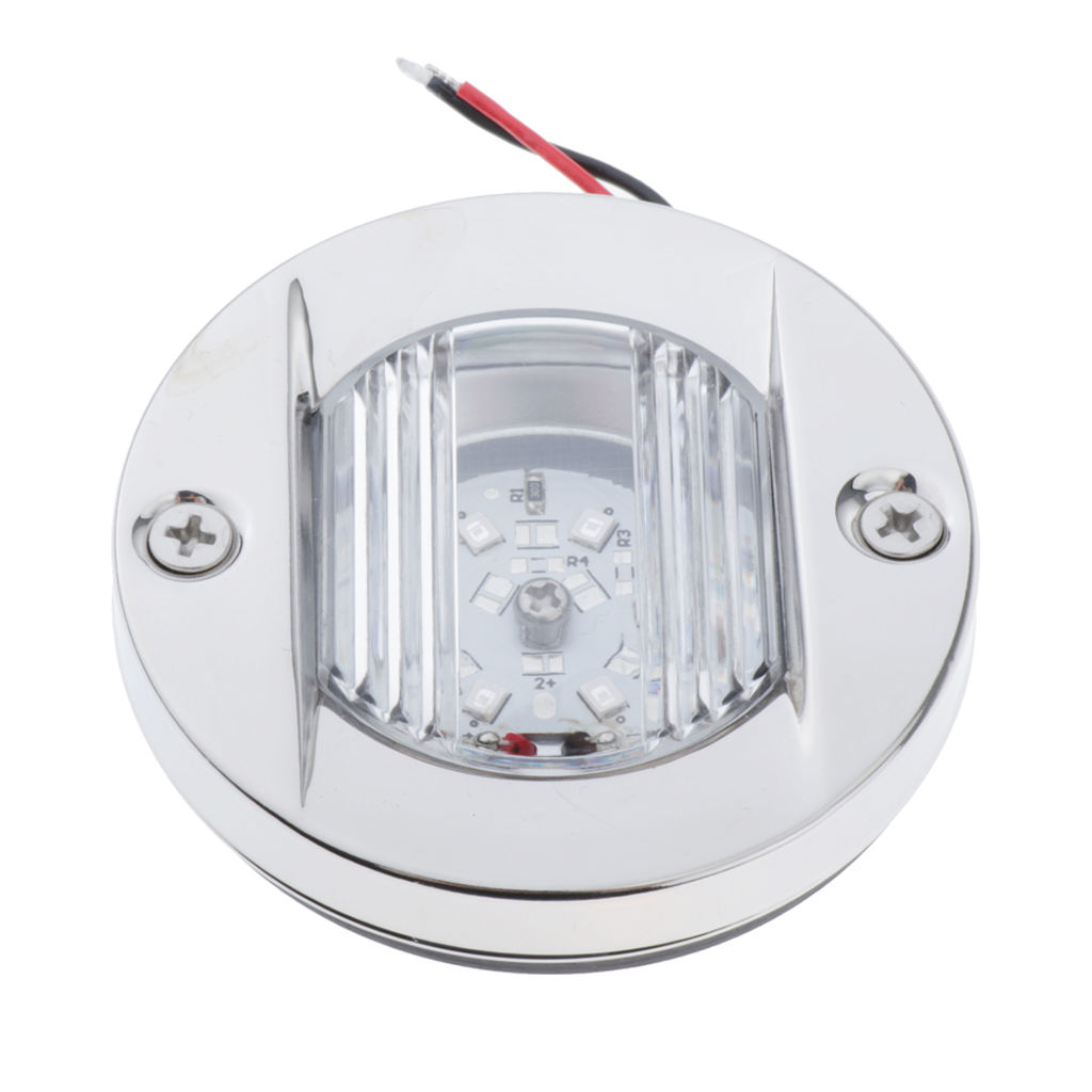 3 Inch Round Marine Clear Lens Blue LED Transom Mount Stern Anchor Navigation Light Lamp Waterproof Stainless Steel - 12V