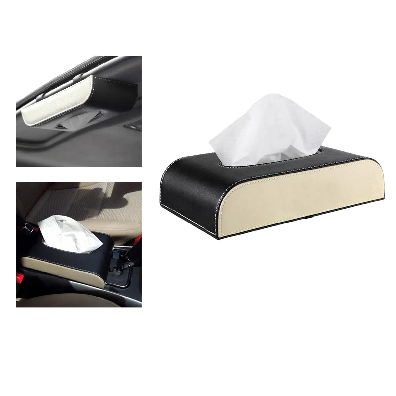Auto PU Leather Paper Towel Case Tissue Box Paper Storage for Home Office