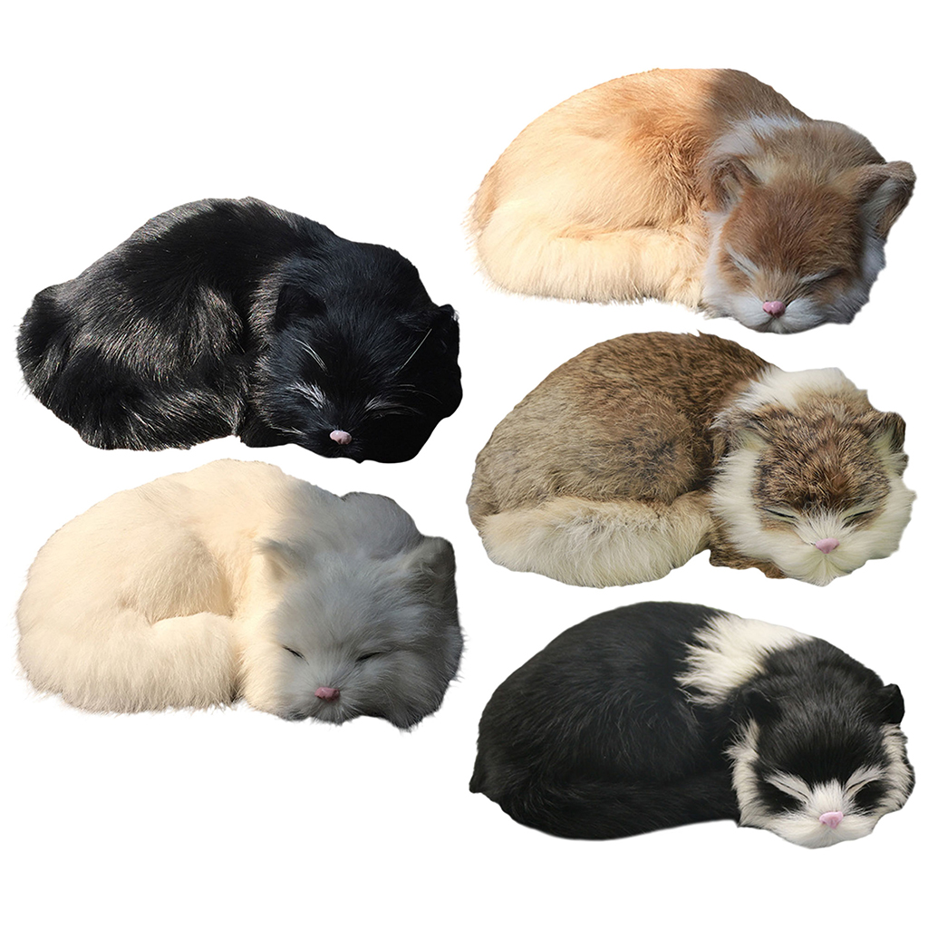 Realistic Sleeping Cat Cute Plush Simulation Figurine Companion Toy for Kids