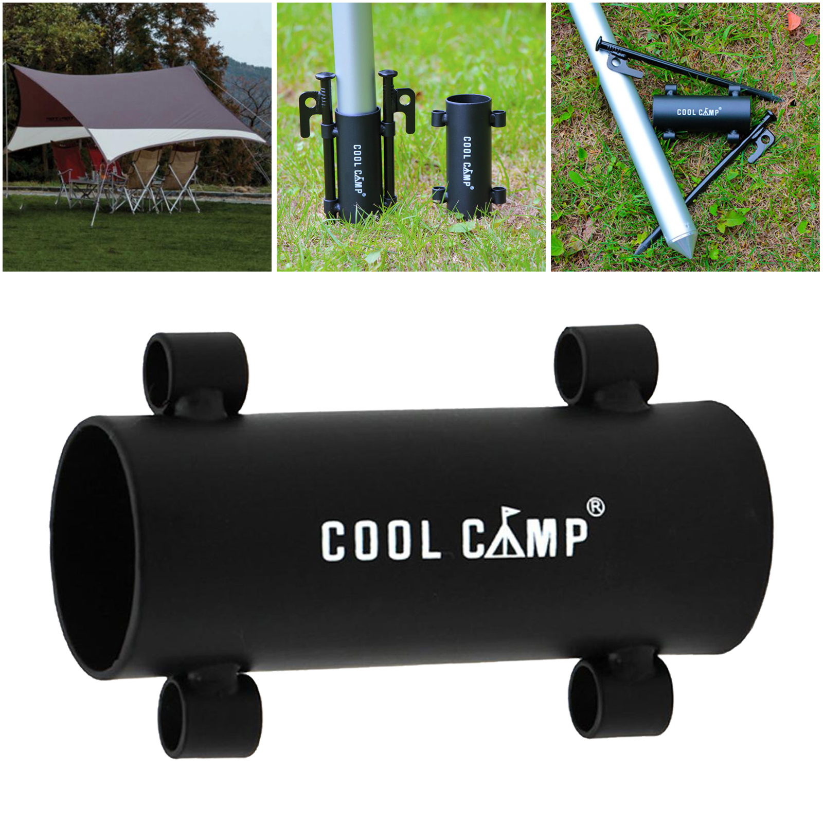 Solid Canopy Pole Holder Practical Awning Tarp Rod Support Stand Camping Windproof Fixed Lock Pipe Holder