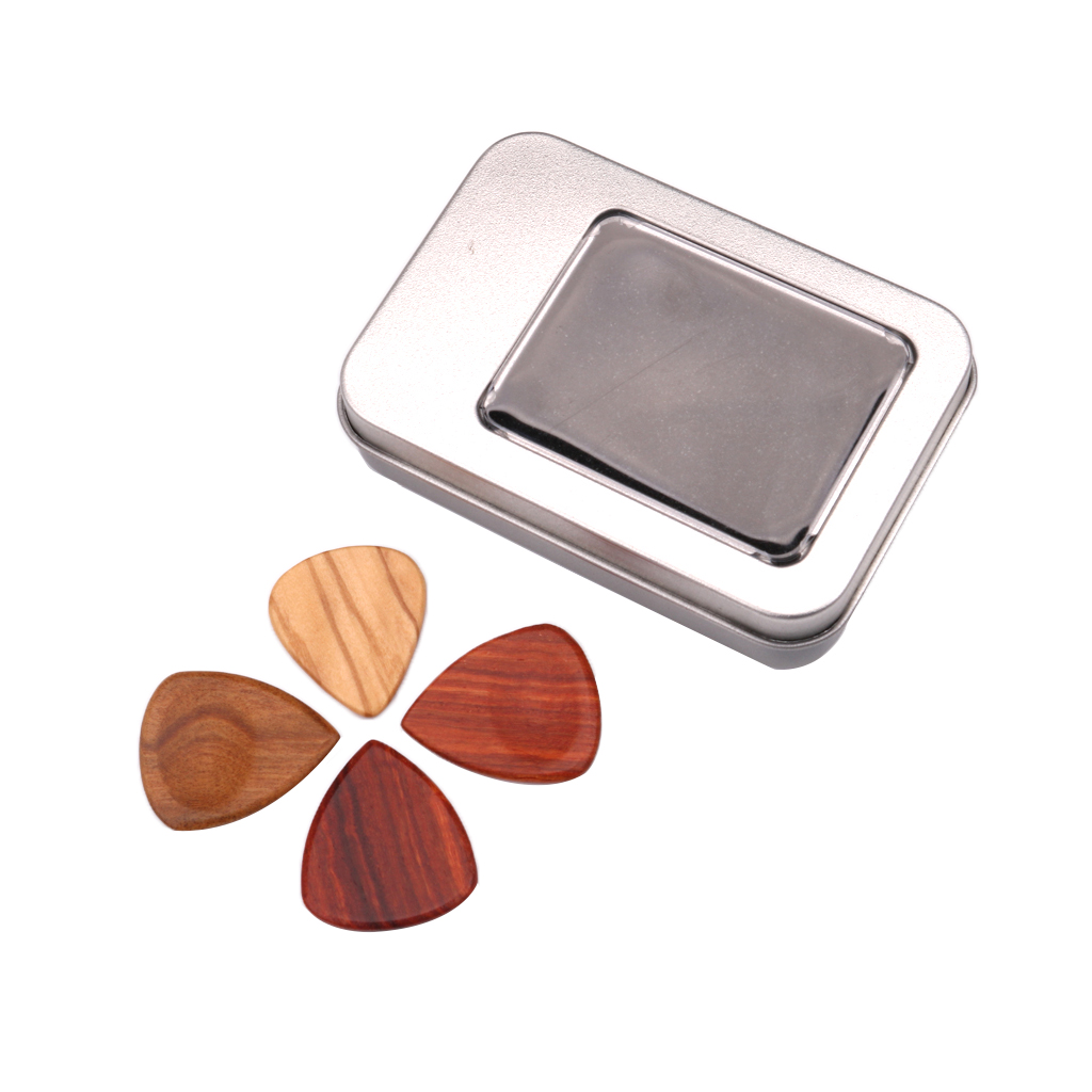 4x Guitar Plectrums Picks with 1x Iron Case Durable Finest Portable