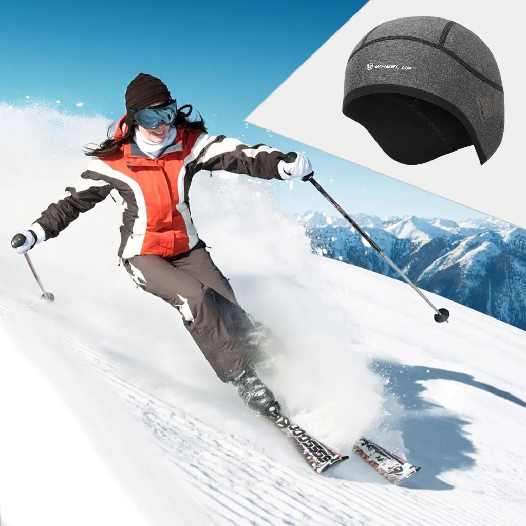 Skull Caps Cycling Hat Helmet Liner for Sports Skiing Hiking Black Gray