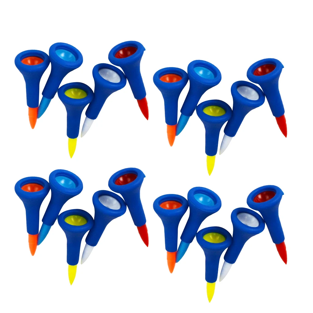 20Pcs 42mm Rubber Cushion Top Golf Tees Random Color Durable Lightweight