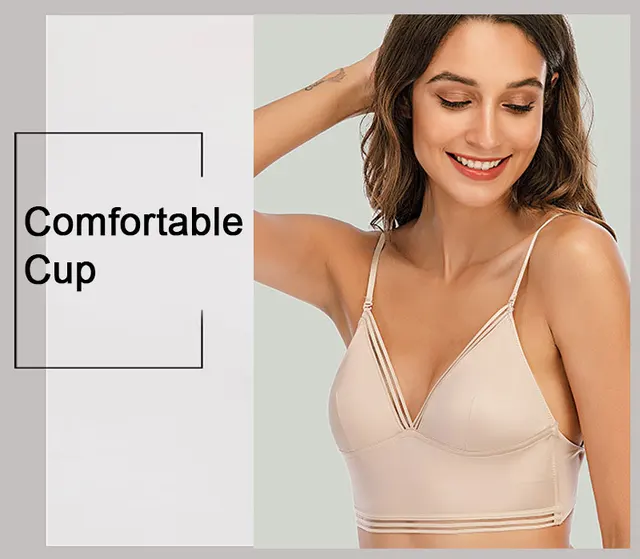 Sexy Backless Bra Lace Deep U Low Back Bralette Thin Cup Brassiere Halter  Soft Seamless Elastic