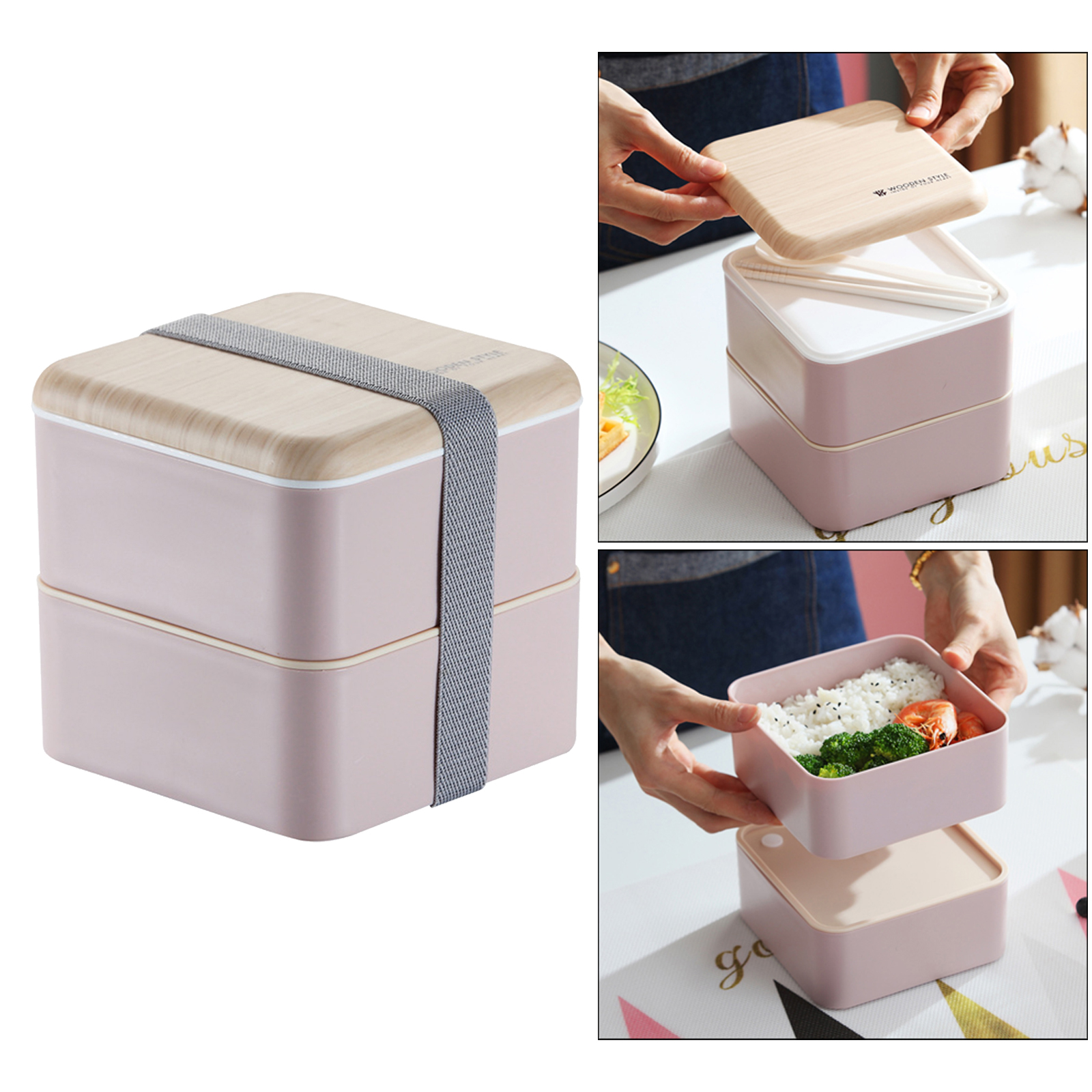 Lunchbox Snack Containers With Chopsticks and Spoon Meal Prep Containers for Office Worker Children Adults
