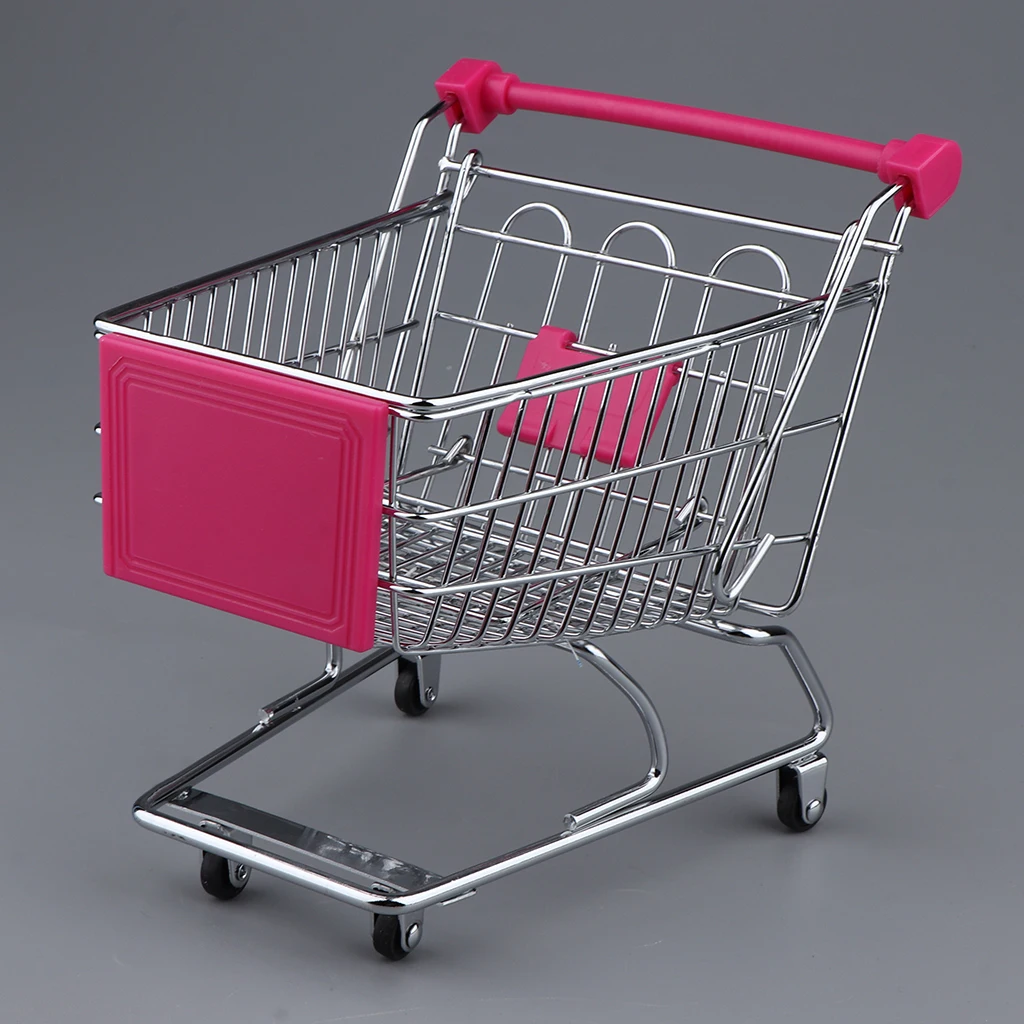 Kids Mini Shopping Cart, Cool Desk Holder Super Cute Supermarket Cart, Sturdy Metal Handcart Gifts for Children