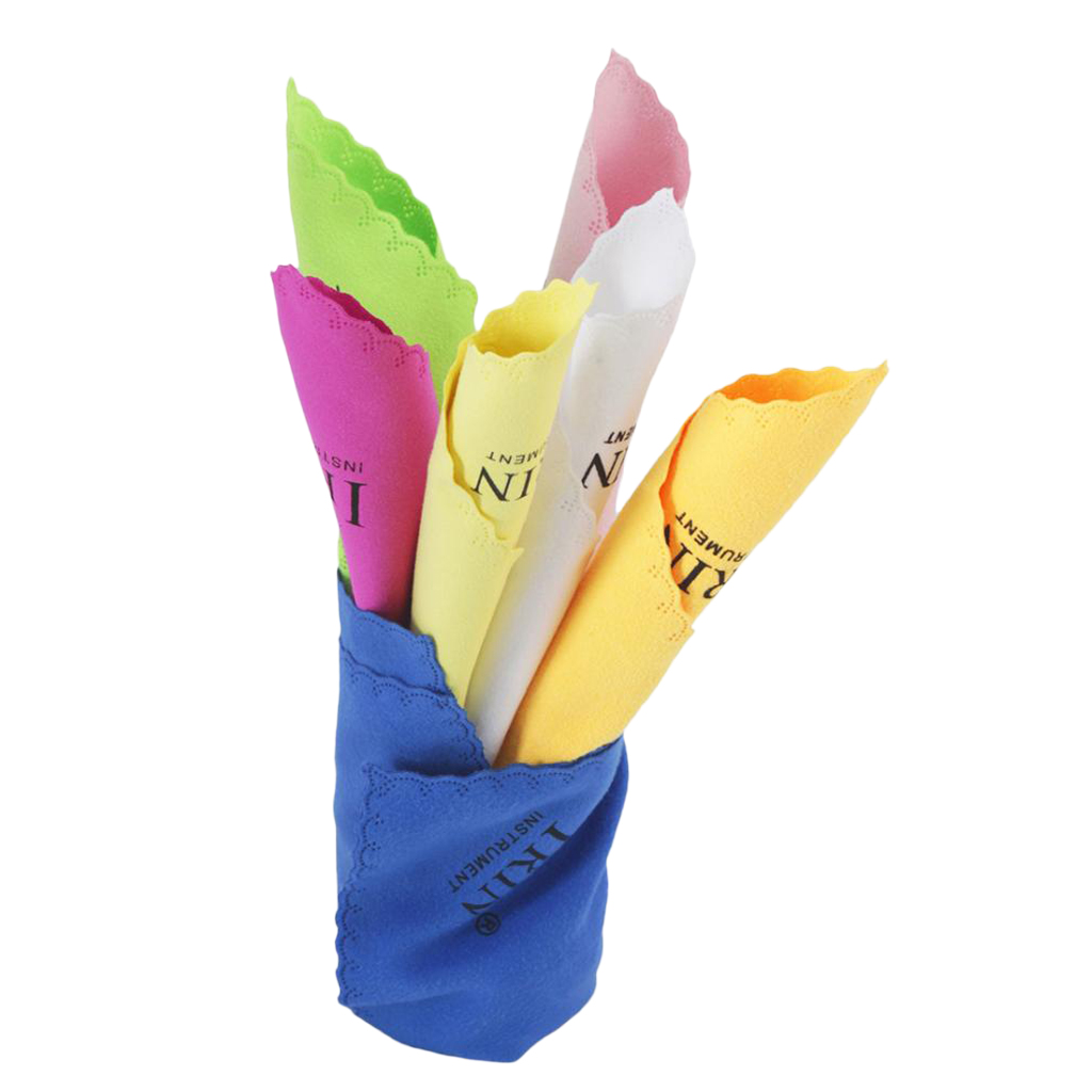 7 Pieces Reusable Cleaning Cloths Polish Cloth 9.84x9.84inch for Guitar Violin Saxophones, Assorted Color