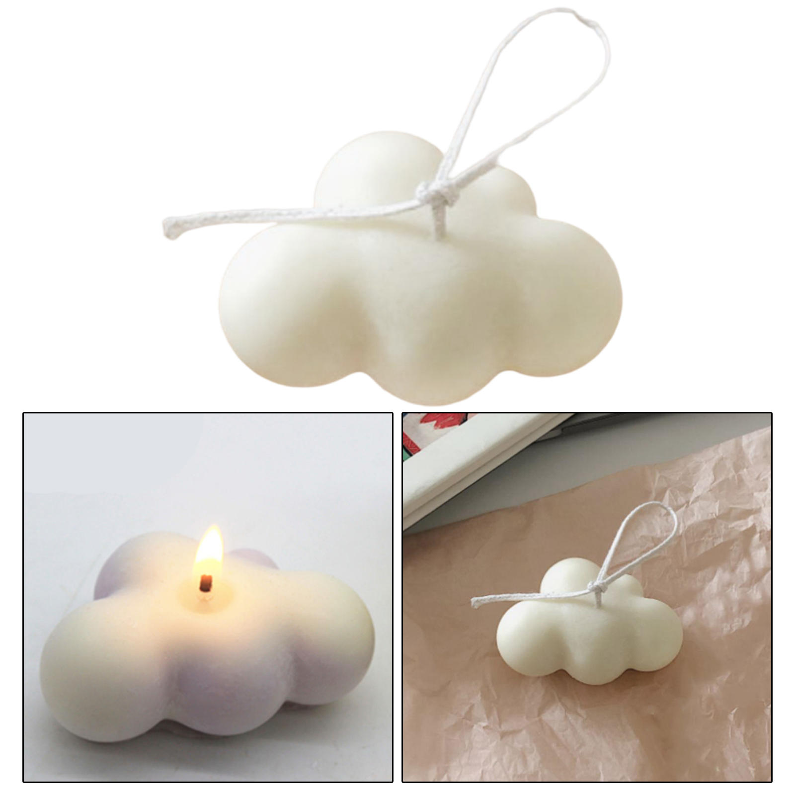 Cloud Shape Unscented Candles Long Burn Soy Wax Handmade for Home Relaxing Smokeless Candles Photo Props Decor