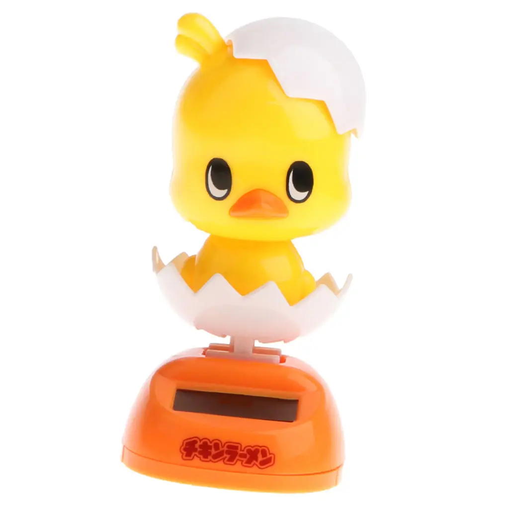   Solar Powered Doll Car Dashboard Ornament Swing Dancing Toy for Kids Yellow Chicken Chick