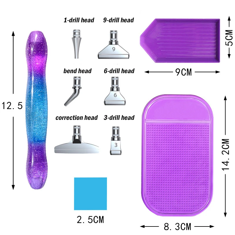 1 Set 5D Resin Crystal Diamond Painting Pen with Metal Tips Tray Glue Clay Non-slip Mat Diamond Painting Cross Stitch Tools Kit
