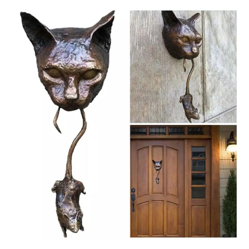 Cat Wall Hanging Statue Entry Door Home Sculpture Indoor Outdoor Decor