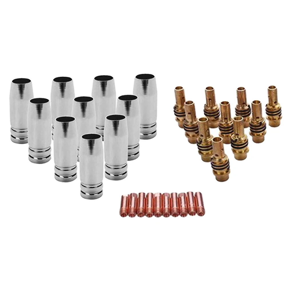 30 Pieces Consumables MIG Torch Gas Nozzle Tip Holder fits for 15AK MIG Welding Torch, High Performance