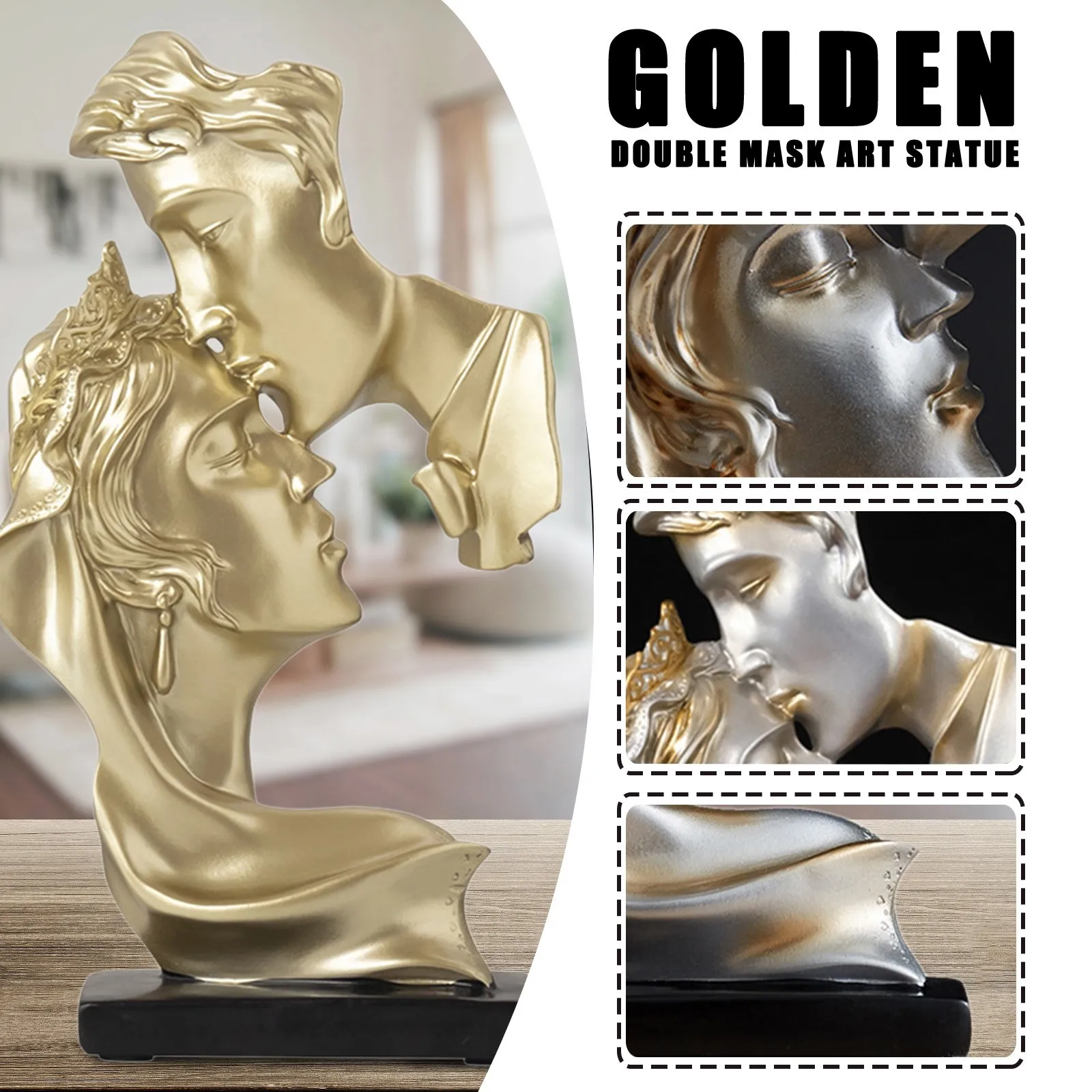 Golden Double Mask Art Statue Figure Sculpture Retro Luxury Gifts Decompression Stress Relief Autism Need Thinking Toys Hot Action Figures Aliexpress - statue roblox shirt