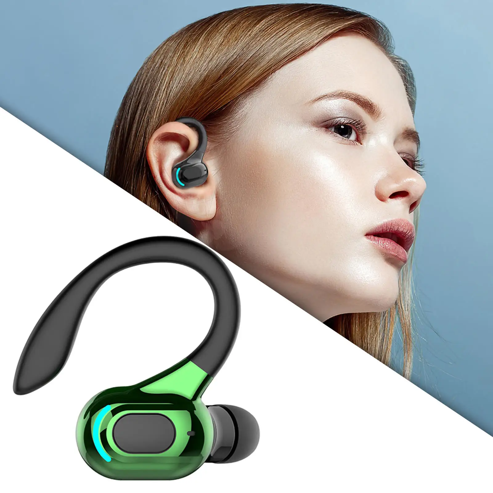 Headphone Ear Hook Bluetooth 5.2 Call Functions Noise Cancellation Stereo with Mic Wireless Earphone for Running Driving Sport