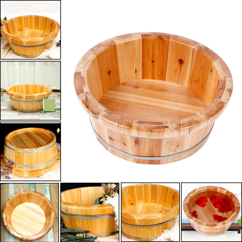 Foot Bathtub Wooden Bucket Foot Bath Barrel Basin Spa Tub Wood Basin Foot Wash Basin For Household