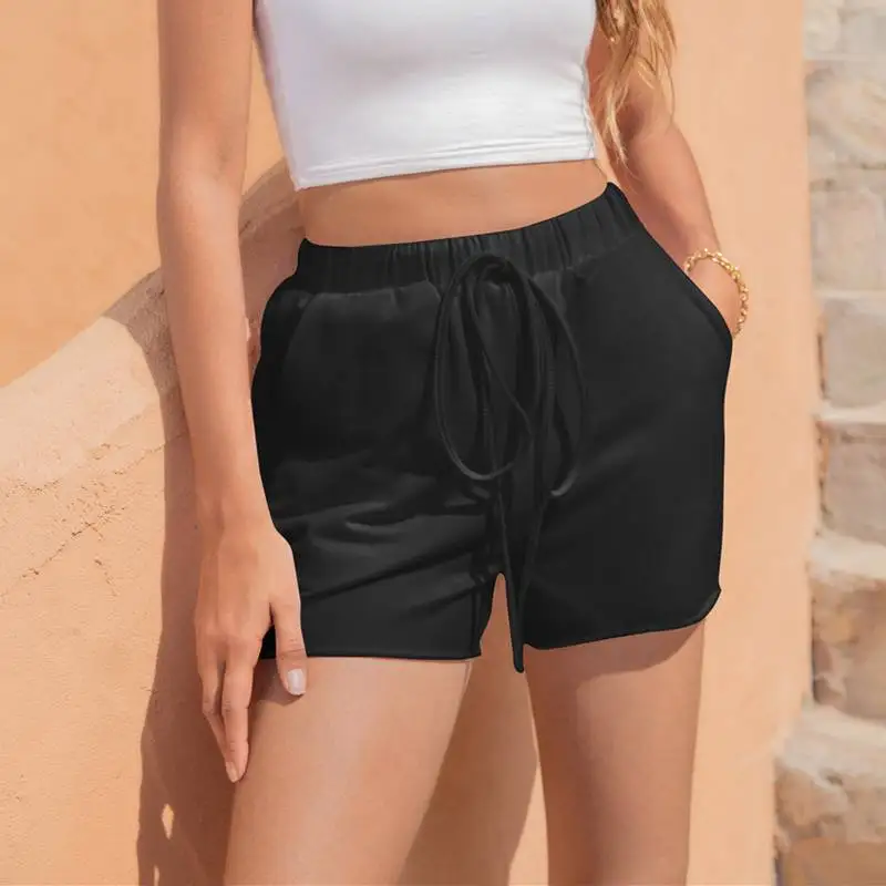 short pants Summer Solid Loose Casual  Shorts  Women Trousers High Waist  Wide Leg Sports Shorts Wear Clothes With Belt denim shorts