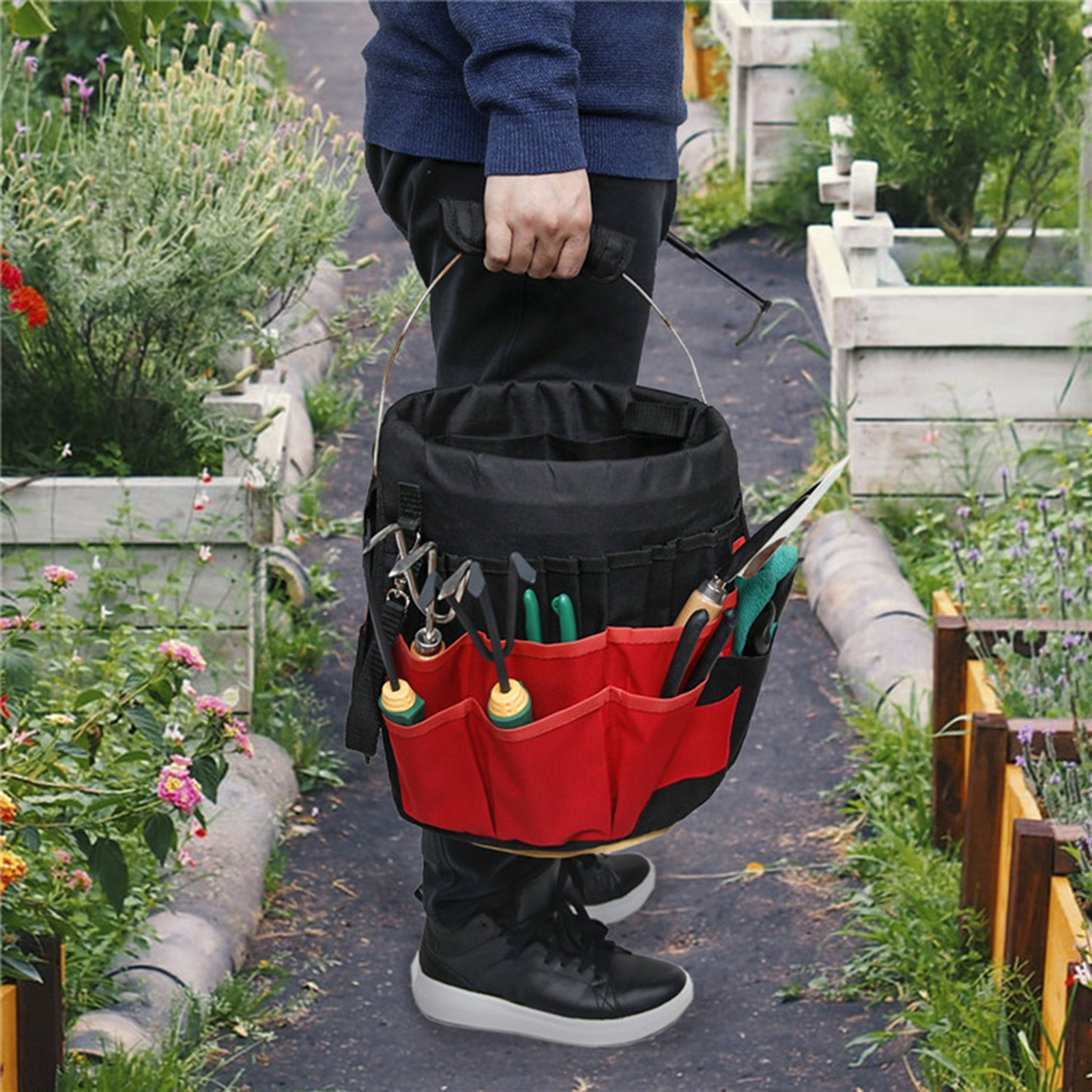 Electrician Tool Carrier Holder Bag 42 Pockets Bucket Garden Tools Pouch