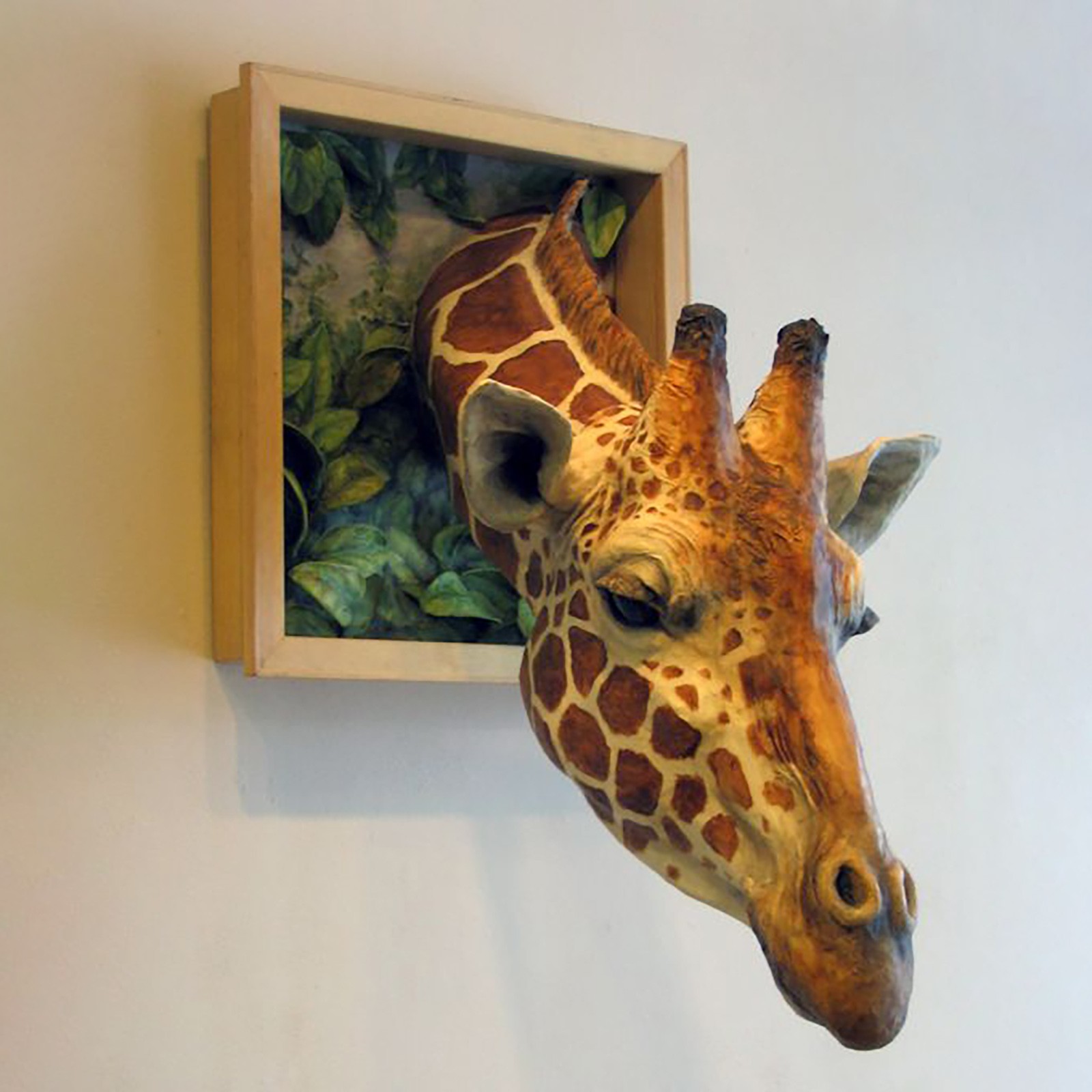 stuffed giraffe head wall mount