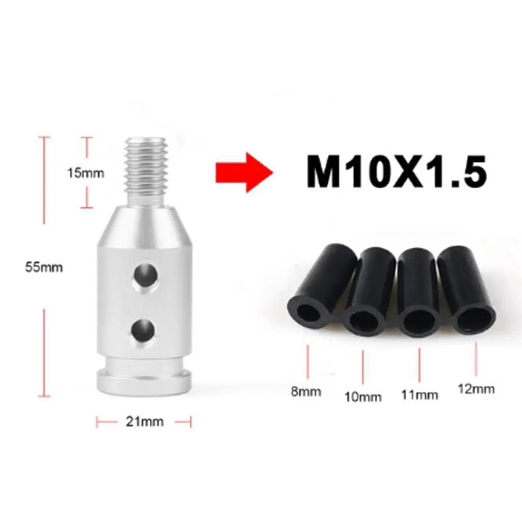 Custom Aluminum Universal  knob er Adapter for BMW Mini Non Threaded ers M10x1.5 (Silver)